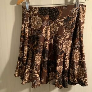 COLORI Brown Floral A-Line Skirt SIZE small